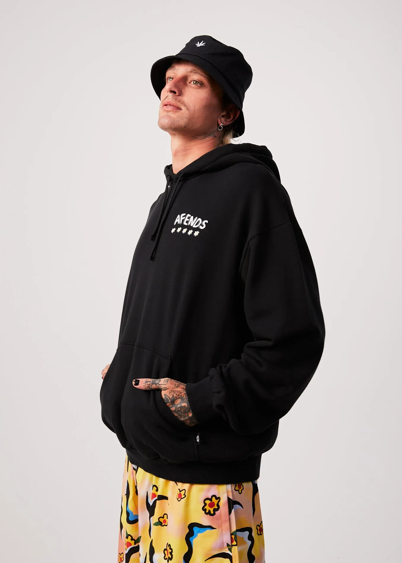 AFENDS Mens Flowers - Hoodie - Black