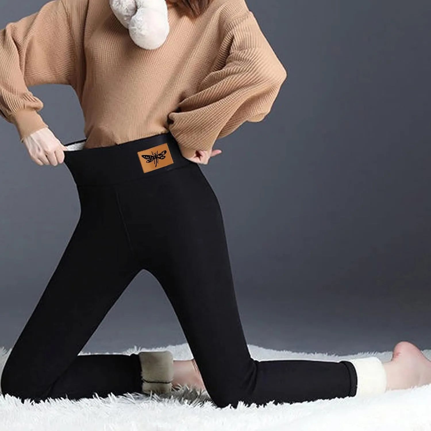 aihihe Women's Plus Size Warm Fleece Sherpa Lined Leggings 2023 Winter Thermal Tights Tummy Control Soft Casual Bottoms