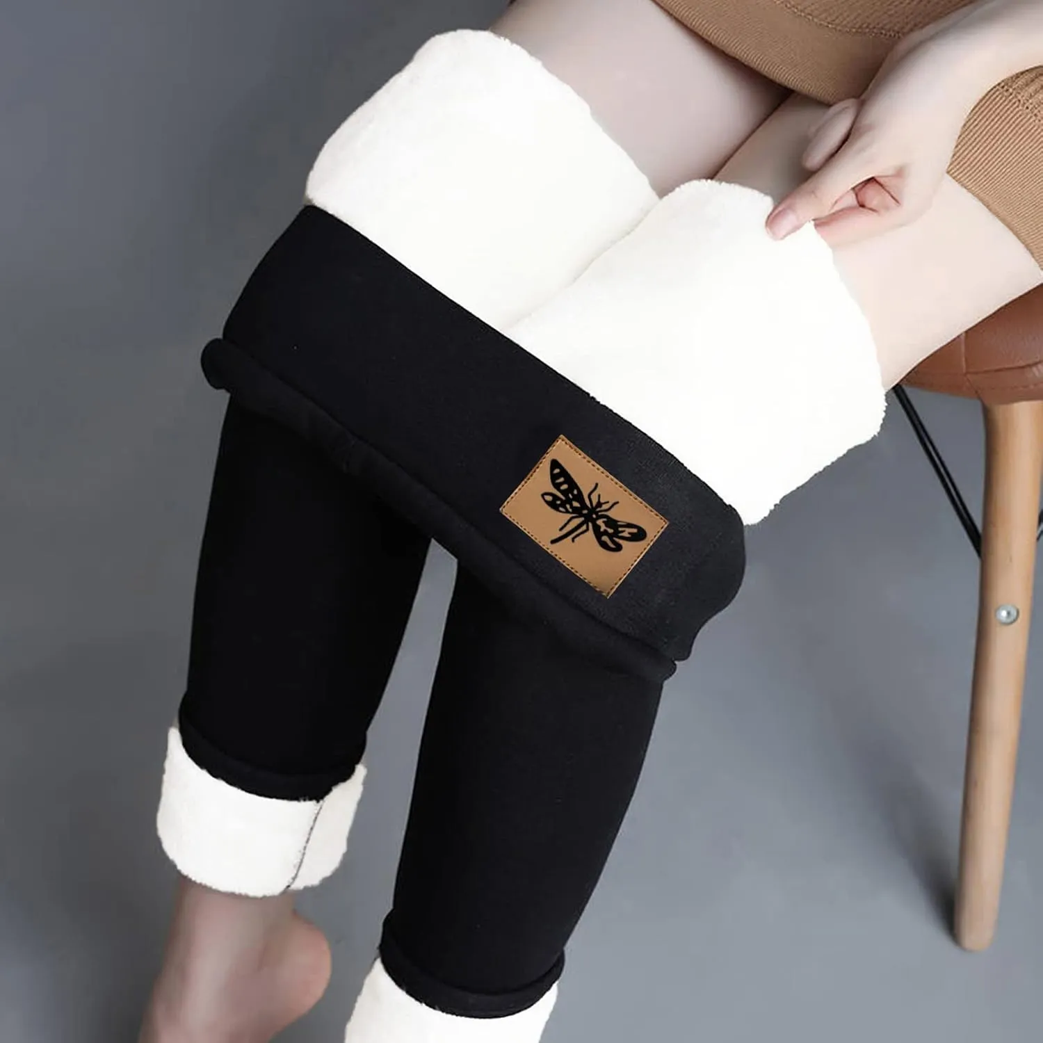 aihihe Women's Plus Size Warm Fleece Sherpa Lined Leggings 2023 Winter Thermal Tights Tummy Control Soft Casual Bottoms