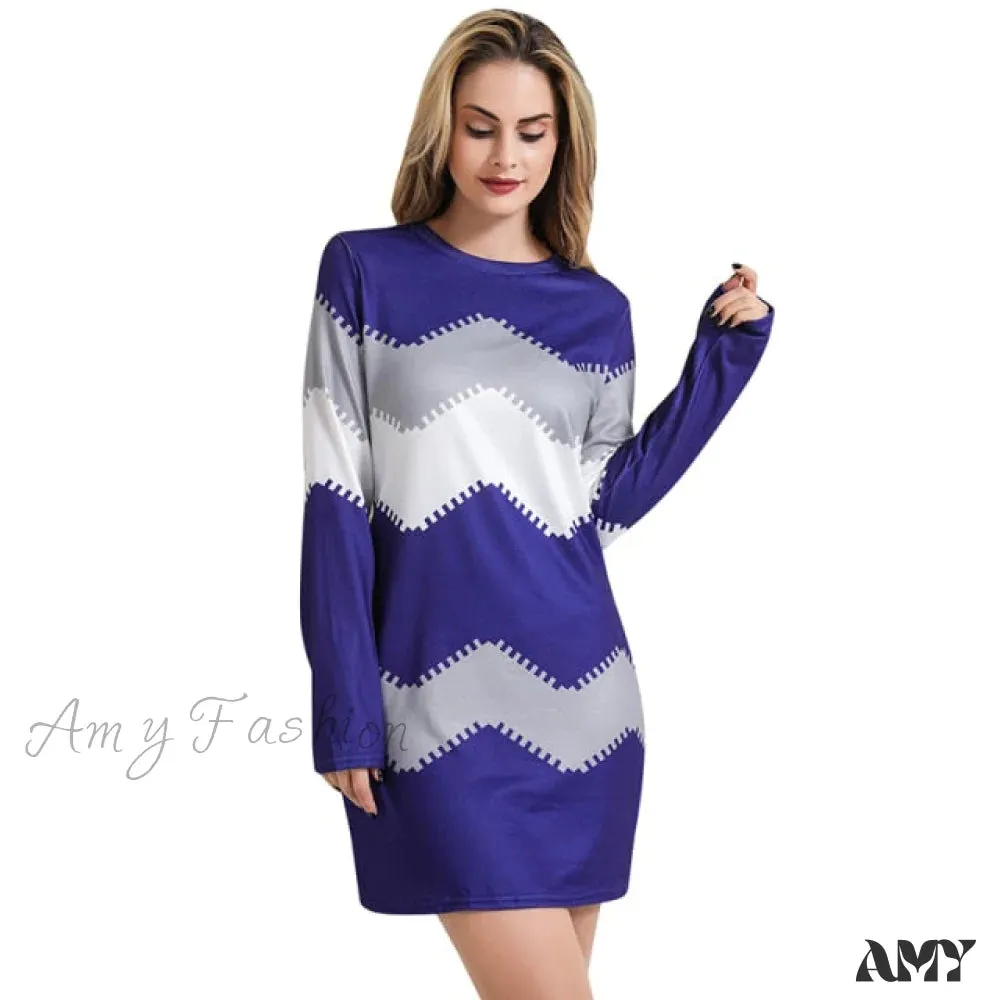 Amy Fashion - Elegant Patchwork Long Sleeve Thin Dress