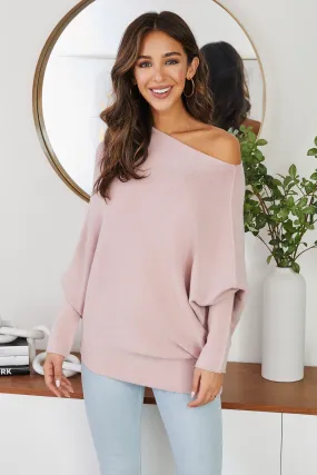 Asymmetrical Sweater- Blush
