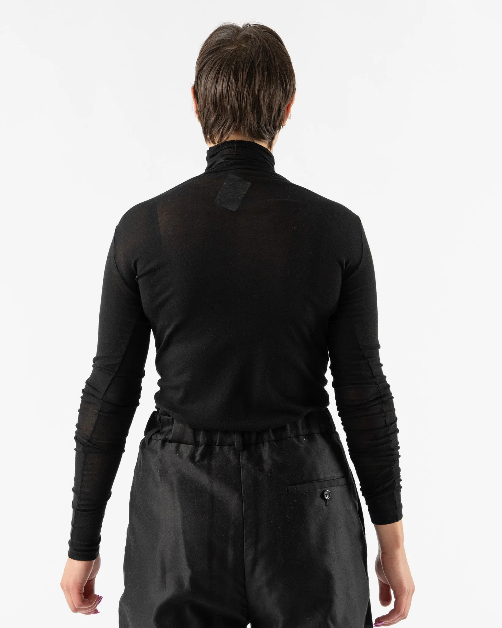 Auralee High Gauge Sheer Rib Turtleneck in Black