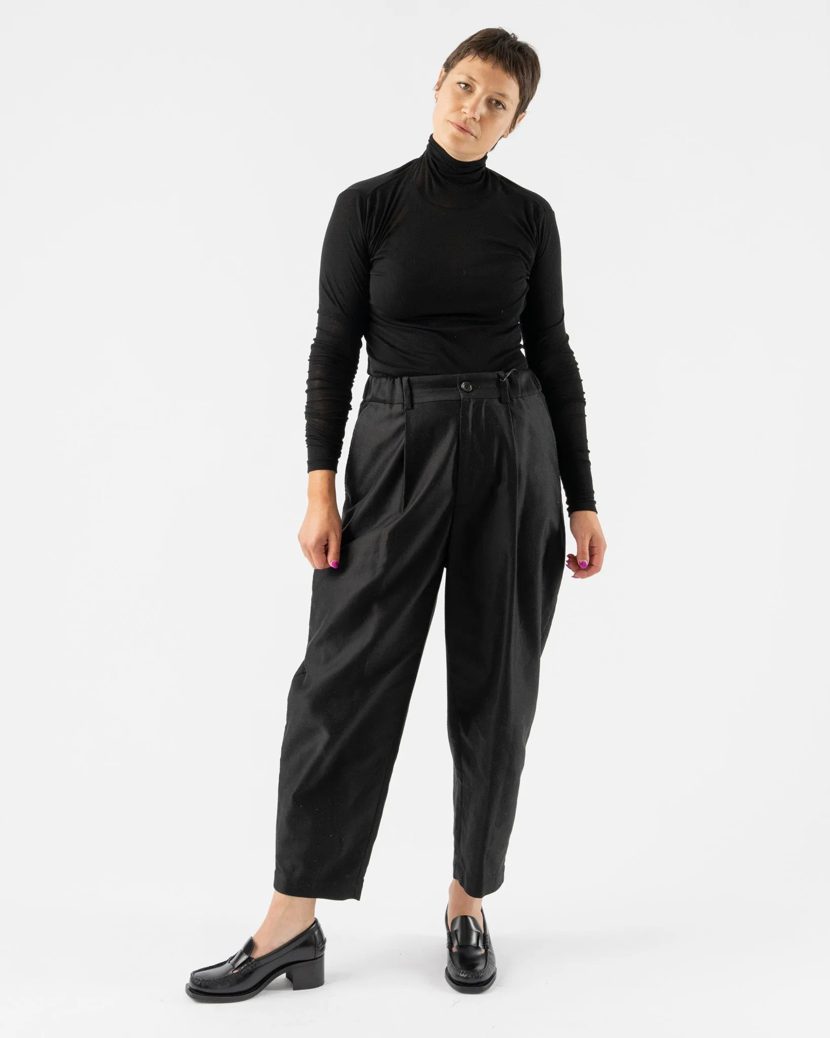 Auralee High Gauge Sheer Rib Turtleneck in Black