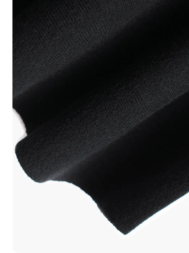 Basic Oversize Fit Black Pullover for Office