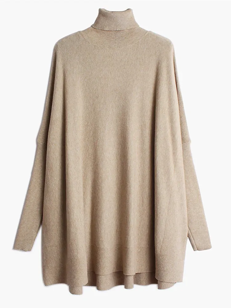 Basic Oversize Fit Khaki Pullover for Office