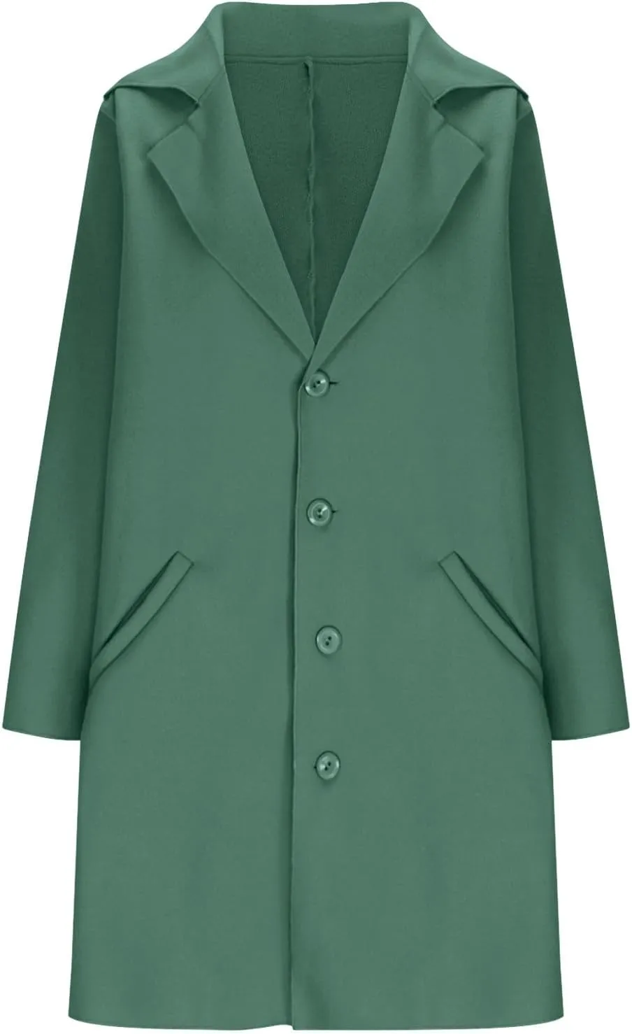 Binmer Women's Winter Wool Coat Casual Notch Lapel Single-Breasted Peacoat Elegant Dressy Mid Length Trench Jacket Overcoat