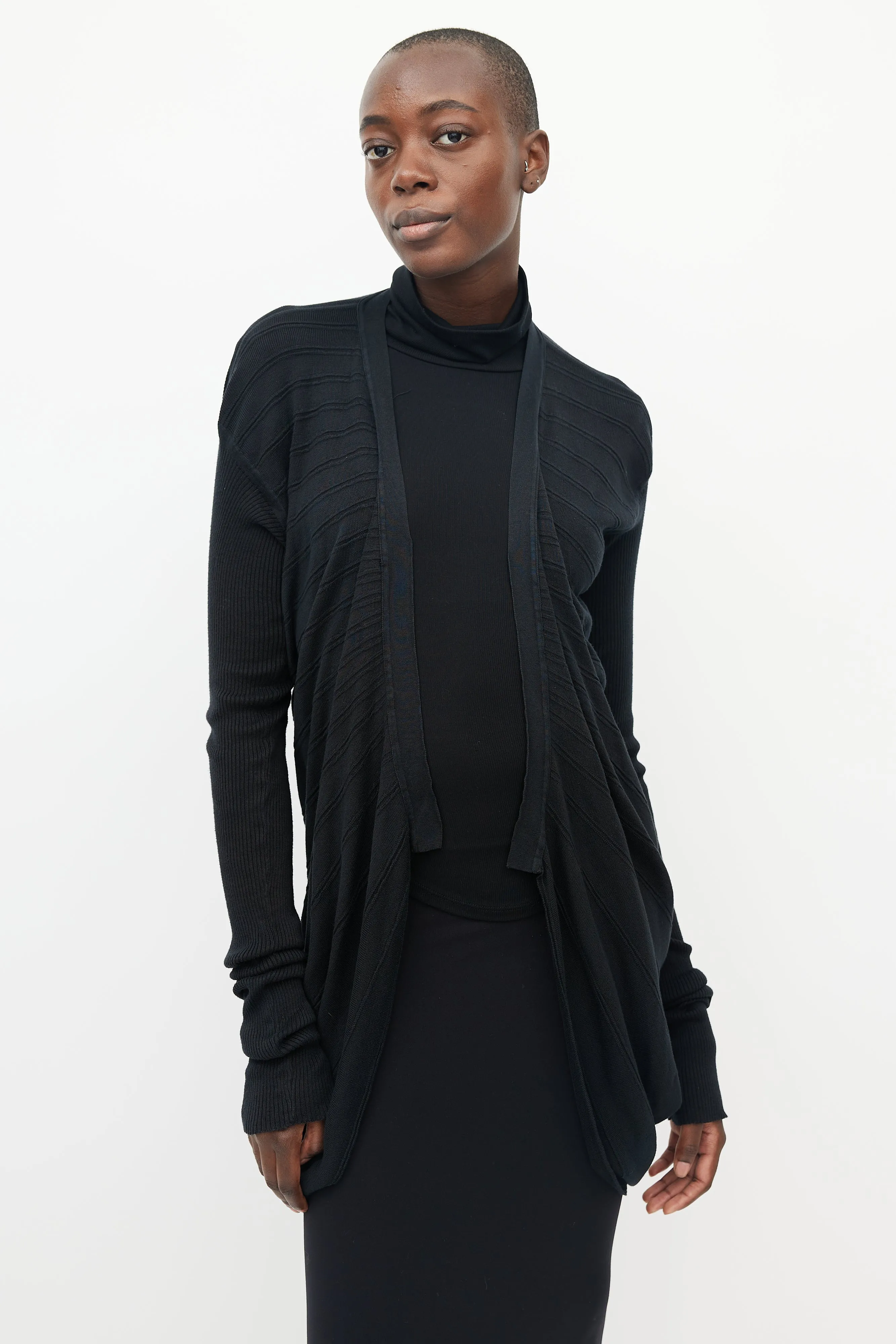 Black Knit Cutout Back Cardigan