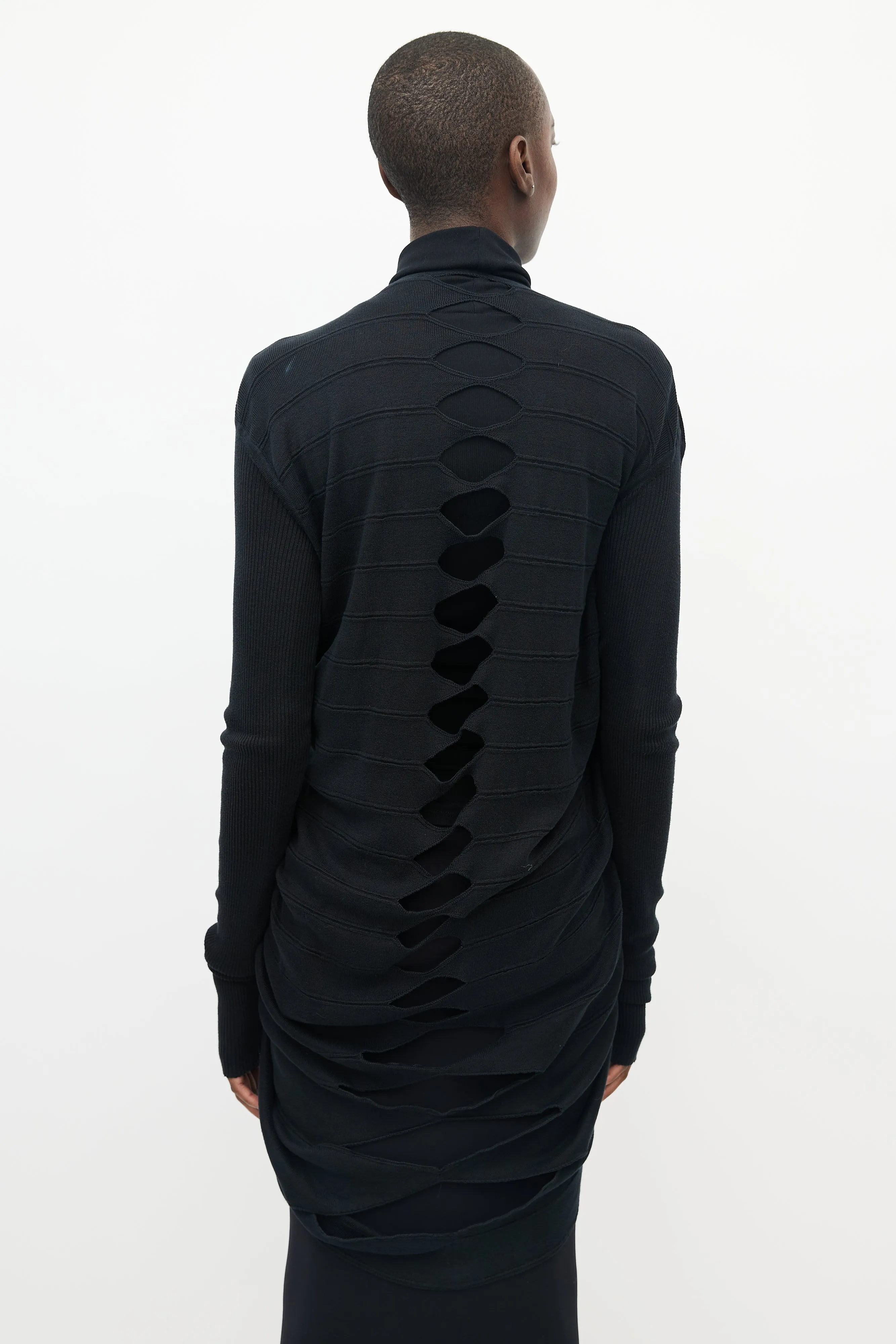 Black Knit Cutout Back Cardigan