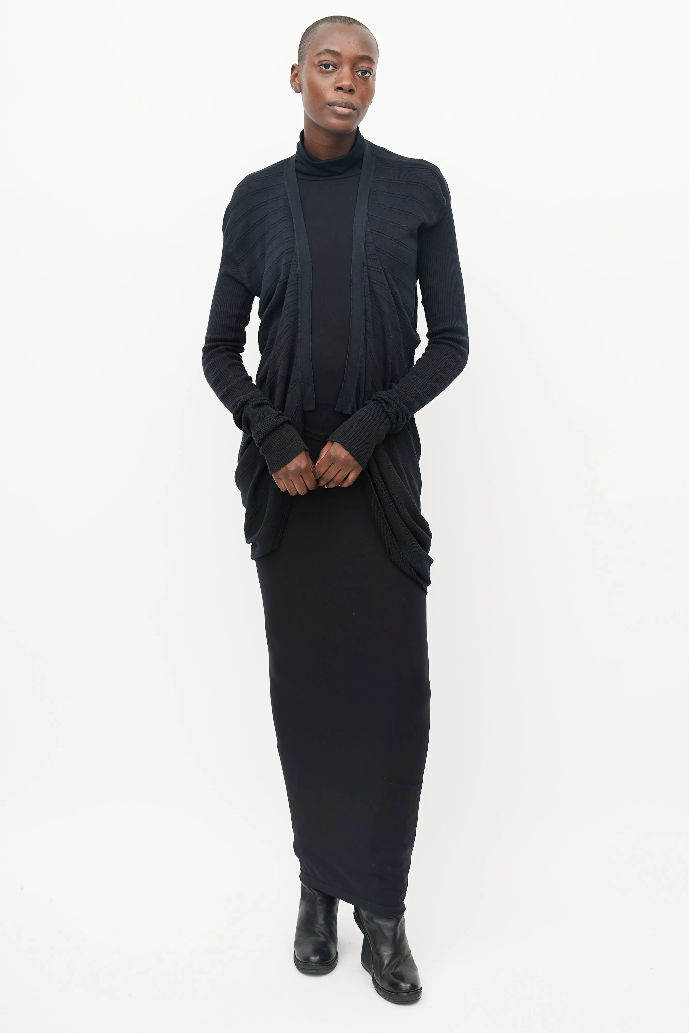 Black Knit Cutout Back Cardigan