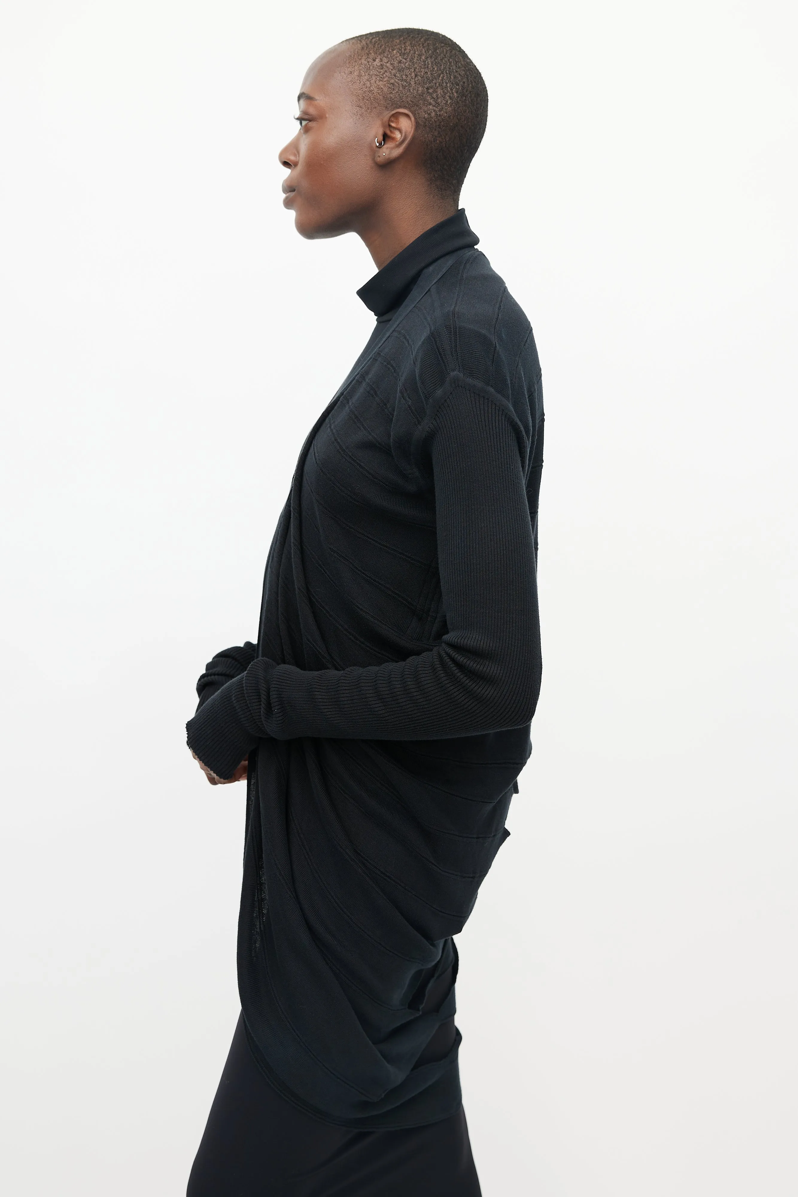 Black Knit Cutout Back Cardigan
