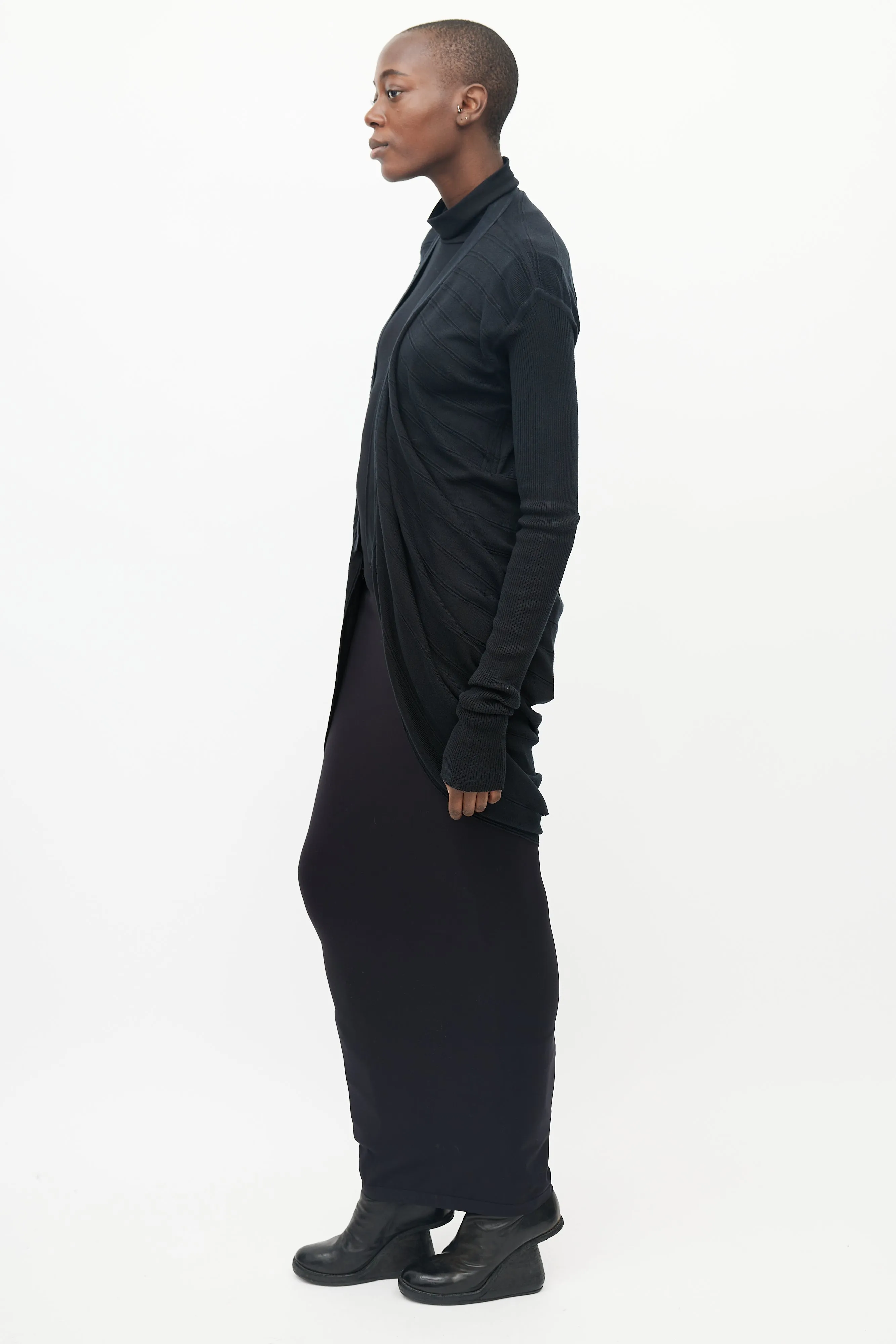 Black Knit Cutout Back Cardigan