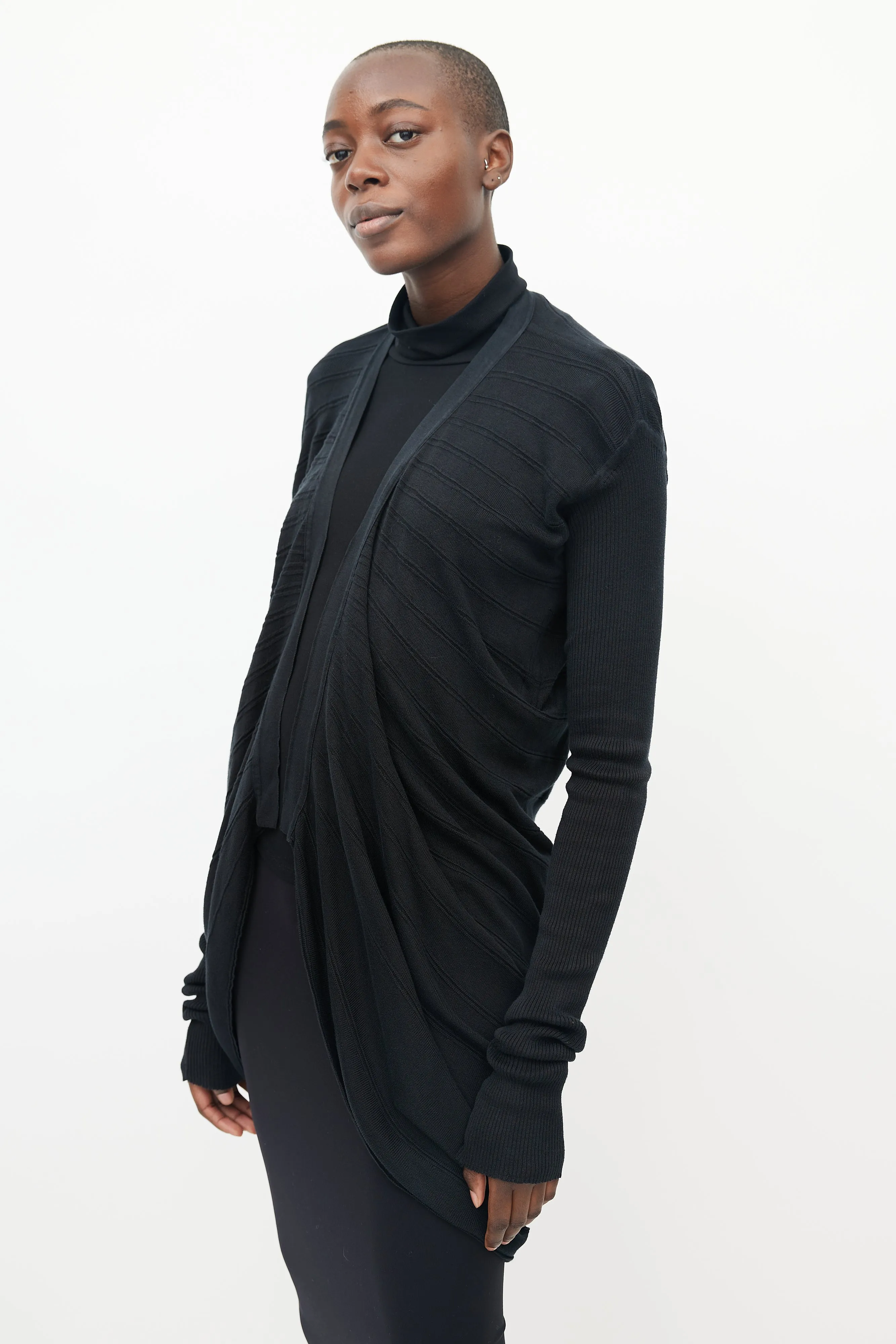 Black Knit Cutout Back Cardigan