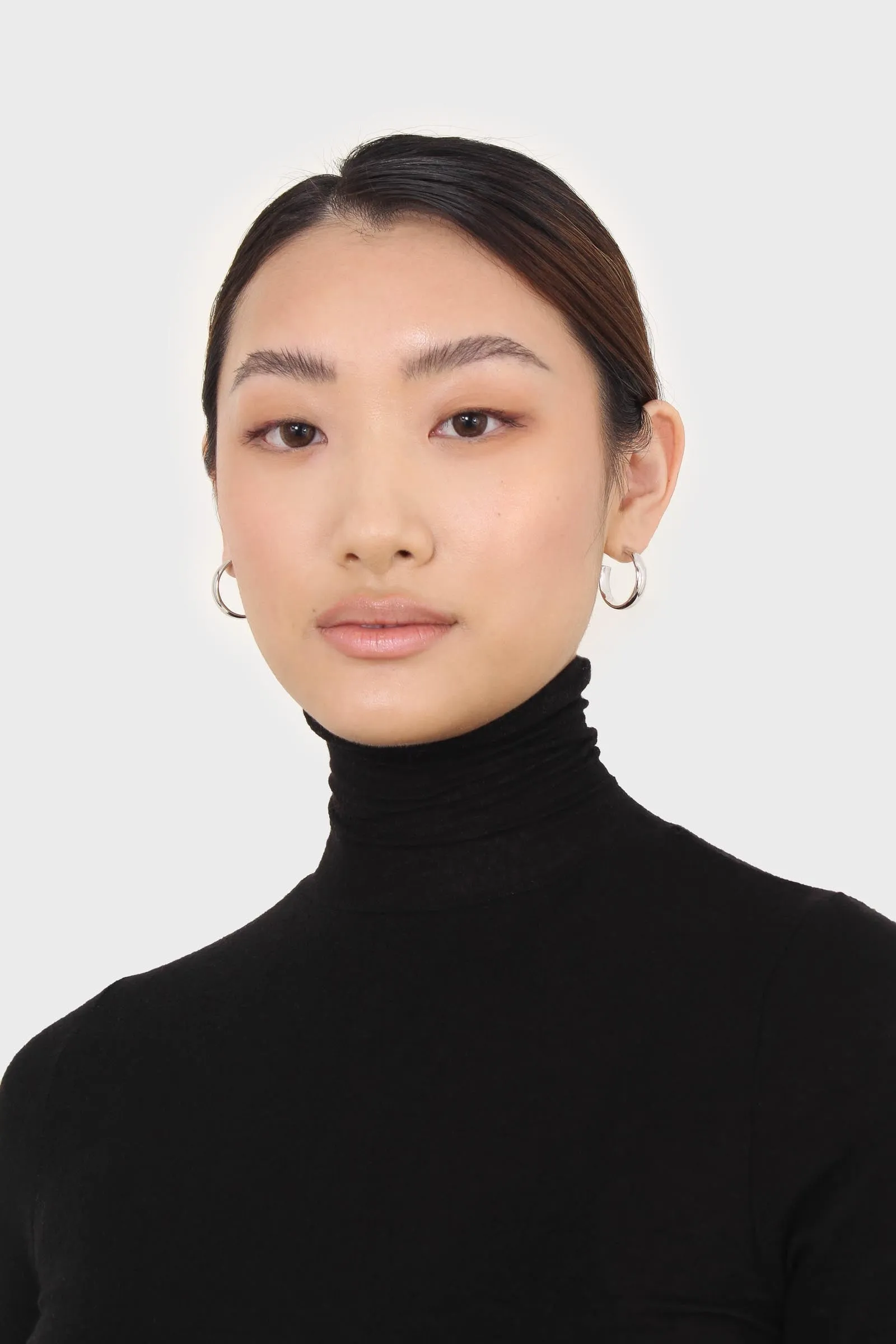 Black wool blended thin turtleneck top