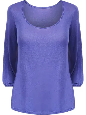 Blue Top With Lace Back Detail Size Large