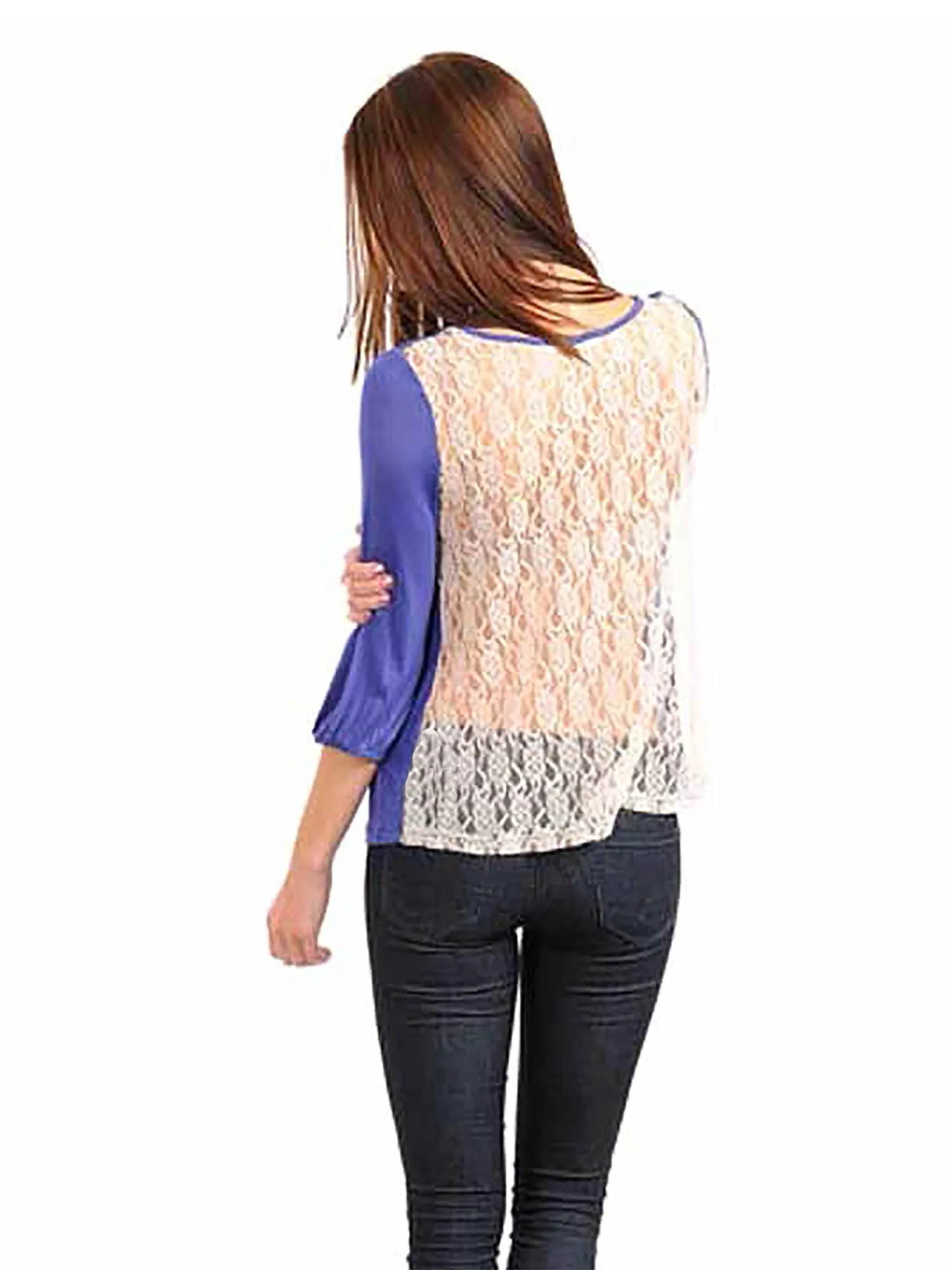 Blue Top With Lace Back Detail Size Large