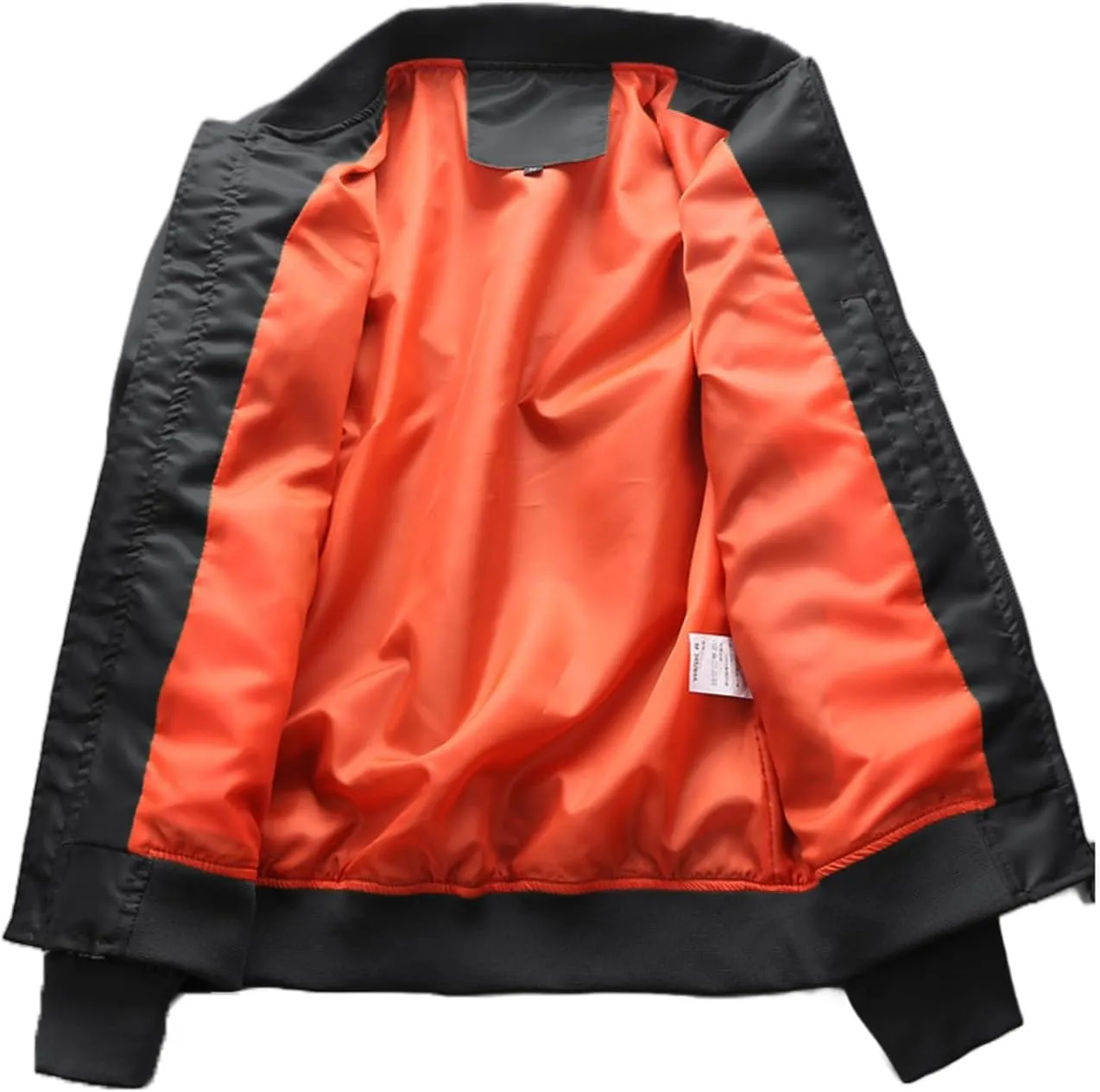 Bomber Jacket for Men Zipper Stand Collar Long Sleeve Coat Lightweight Thin Fall Winter Outwear with Pocket Plus Size