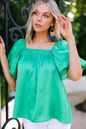 Born For This Grass Green Satin Blouse