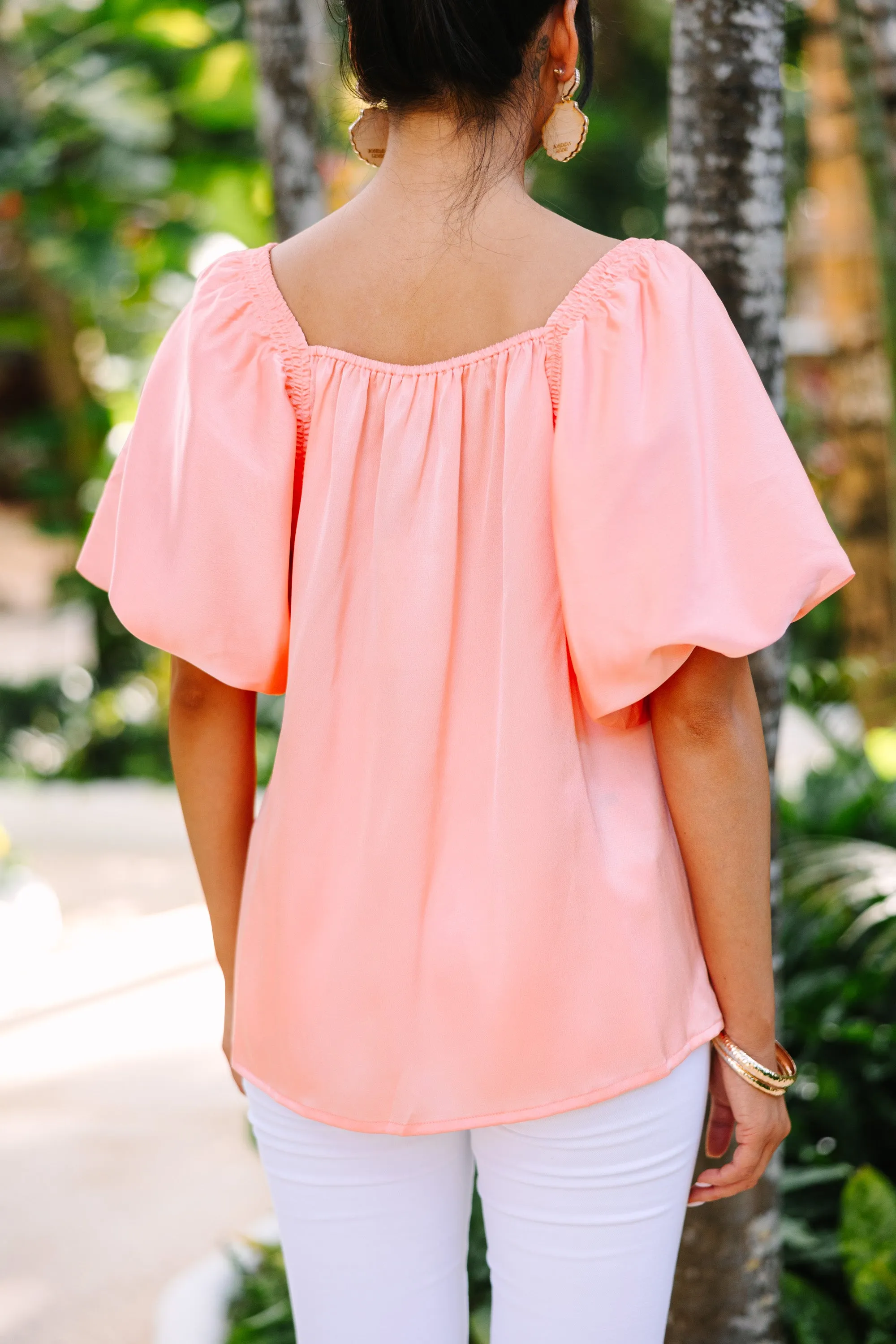 Born For This Peach Orange Satin Blouse
