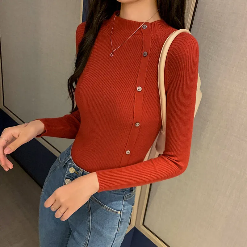 Button Me Up - Thin Fall Sweater Top  COLORS