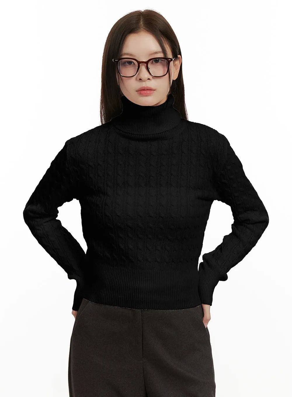 Cable Knit Turtleneck Sweater ON422