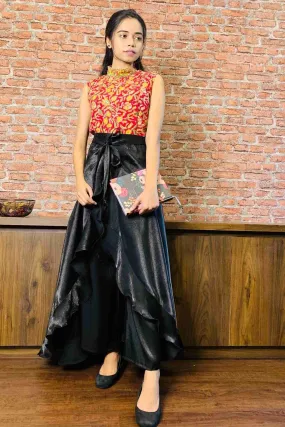 Classy & comfy black apple silk pant skirt