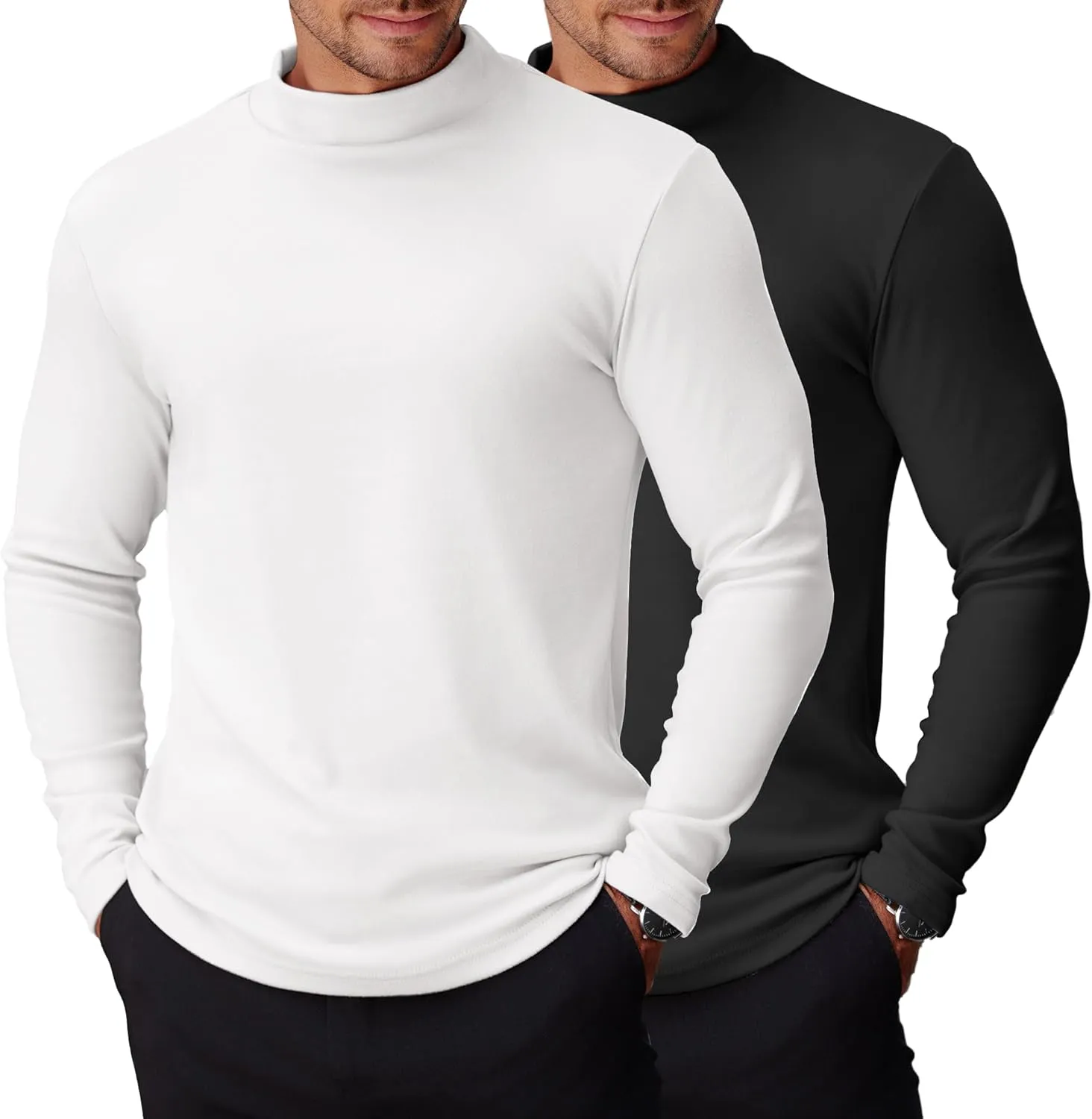 COOFANDY Mens Mock Turtleneck Long Sleeve Shirts Basic Thermal Turtle Neck Undershirt Lightweight Pullover Sweaters Top