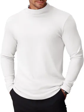 COOFANDY Mens Mock Turtleneck Long Sleeve Shirts Basic Thermal Turtle Neck Undershirt Lightweight Pullover Sweaters Top