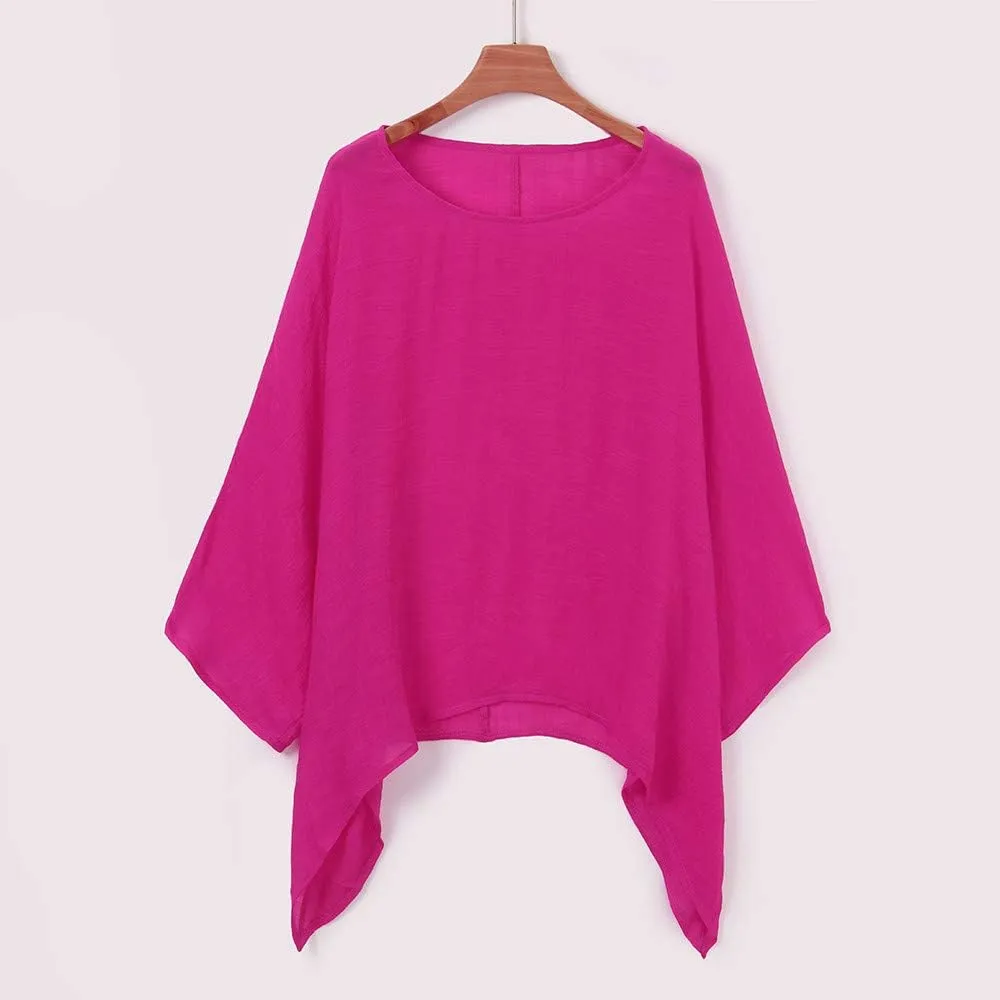 Cotton Linen Shirt for Women Plus Size Long Sleeve Crewneck Casual Tops Basic Loose Fit Lightweight Comfy Tees Summer Clothes