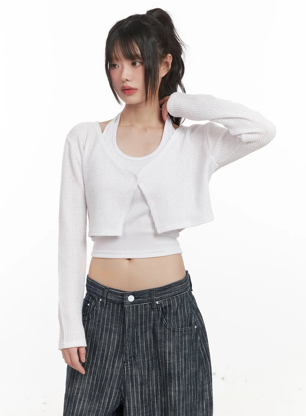 Cropped Knitted Cardigan CJ528