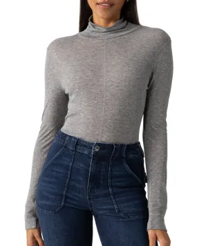 Exposed Seams Mock Neck Top