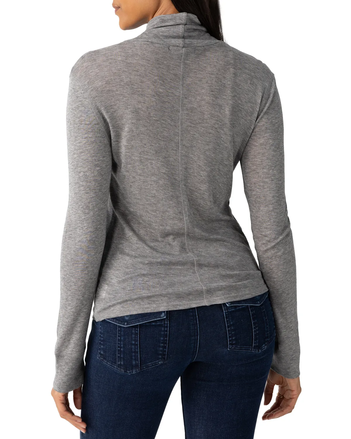 Exposed Seams Mock Neck Top