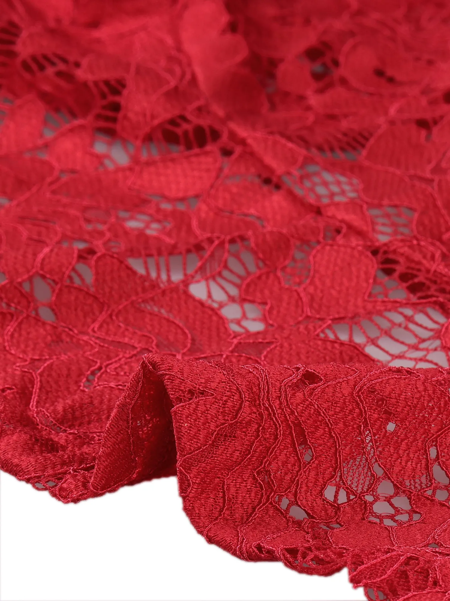 Floral Lace Shrug Tie Front Ruffled Hem Sheer Crop Bolero