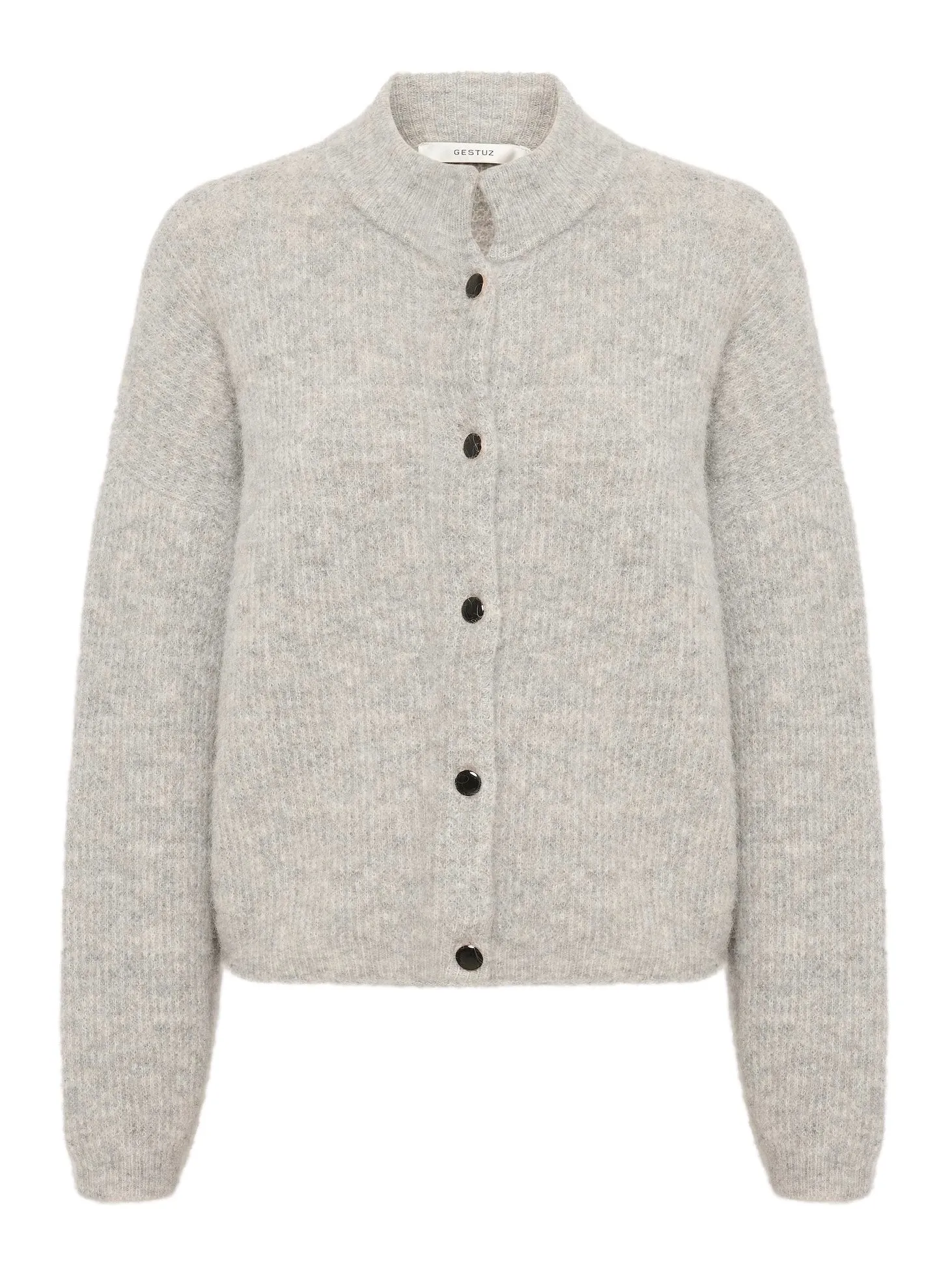 GESTUZ ALPHA SHORT CARDIGAN LIGHT GREY MELANG
