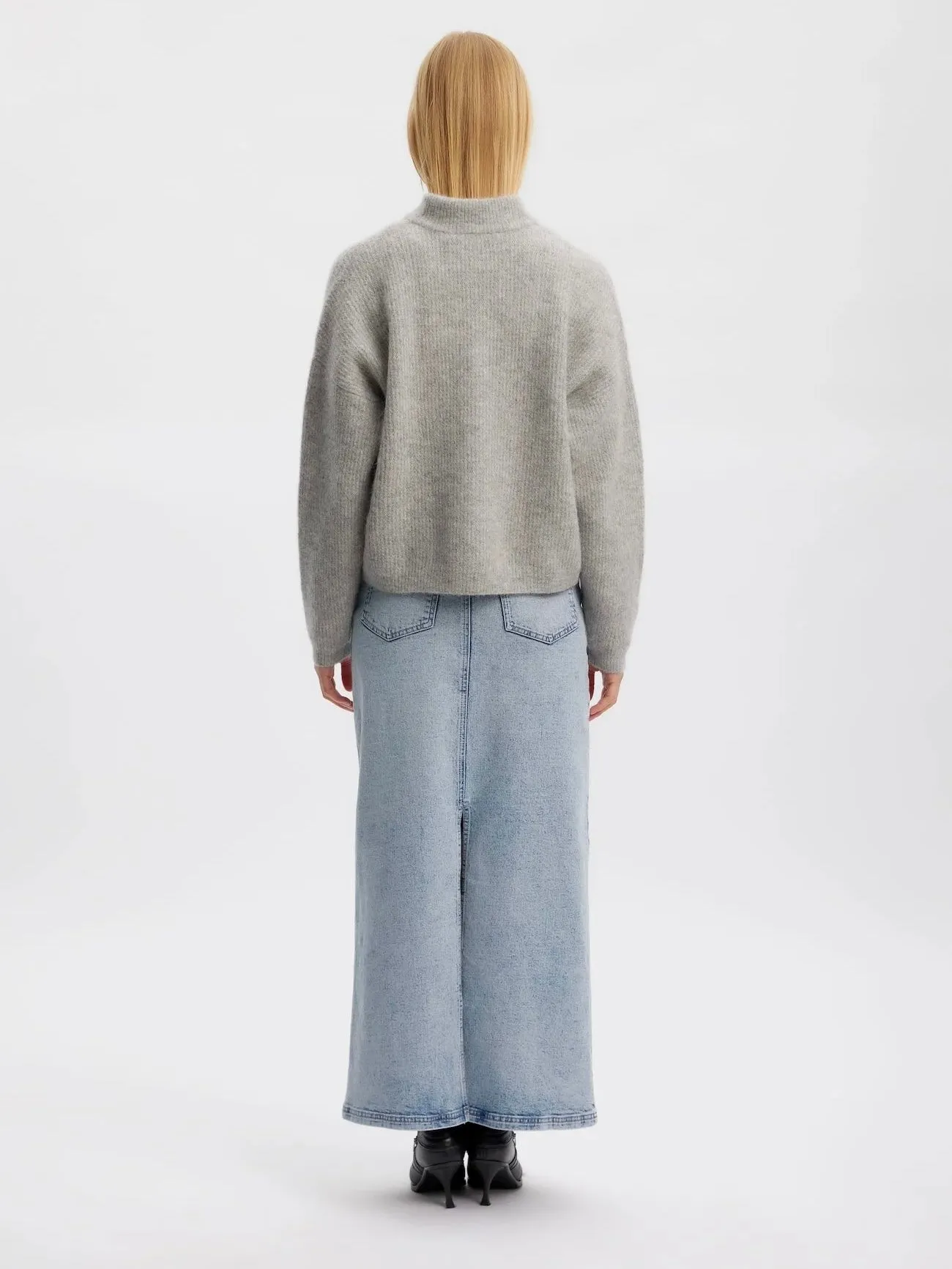 GESTUZ ALPHA SHORT CARDIGAN LIGHT GREY MELANG