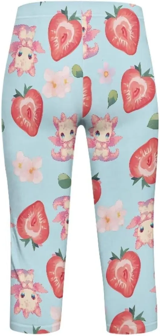 Girls 3/4 Capri Pants,Flexible Yoga Running Leggings High Waisted Stretch Below Knee Shorts for Casual Active