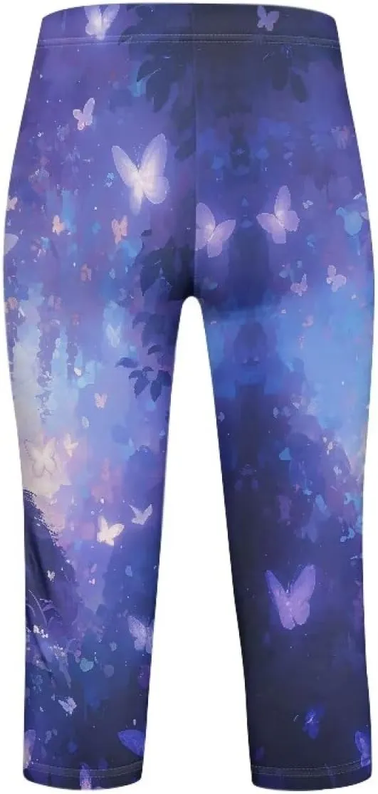 Girls 3/4 Capri Pants,Flexible Yoga Running Leggings High Waisted Stretch Below Knee Shorts for Casual Active
