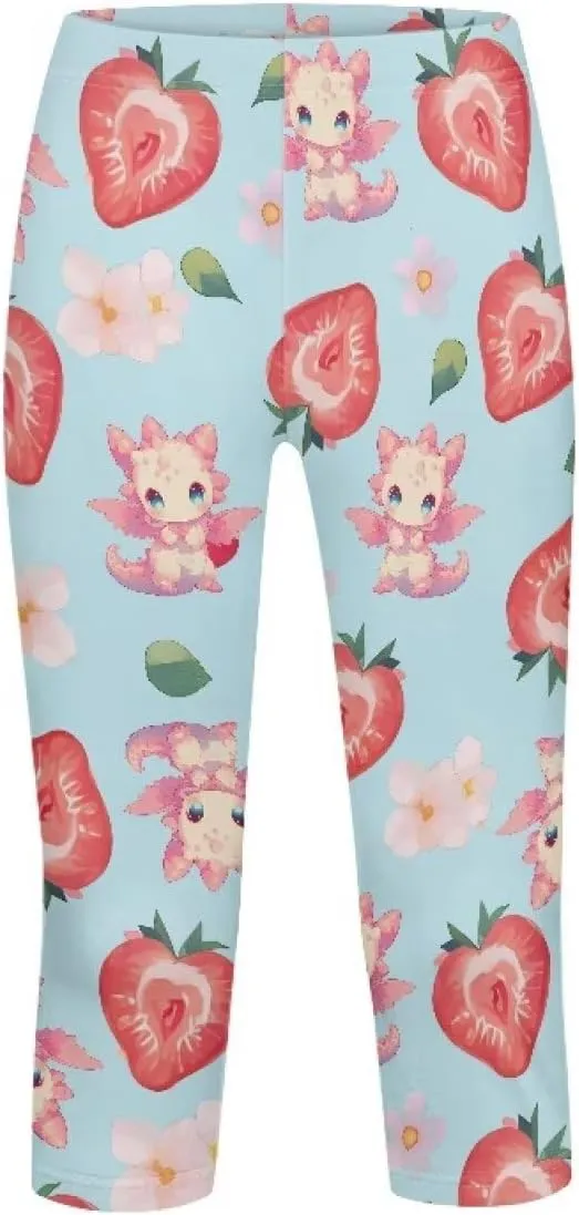 Girls 3/4 Capri Pants,Flexible Yoga Running Leggings High Waisted Stretch Below Knee Shorts for Casual Active