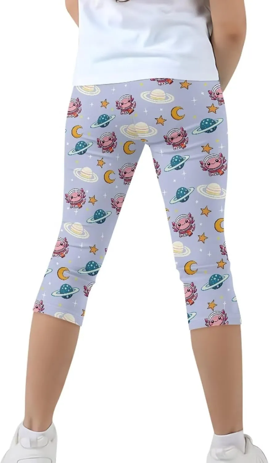 Girls 3/4 Capri Pants,Flexible Yoga Running Leggings High Waisted Stretch Below Knee Shorts for Casual Active