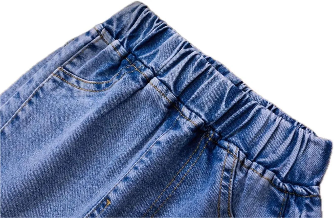 Girls Flare Jeans High Waisted Elastic Waist Jeans Solid Stretchy Denim Pants
