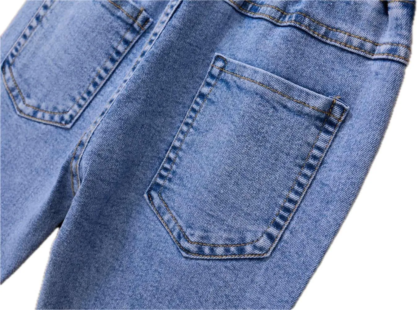 Girls Flare Jeans High Waisted Elastic Waist Jeans Solid Stretchy Denim Pants