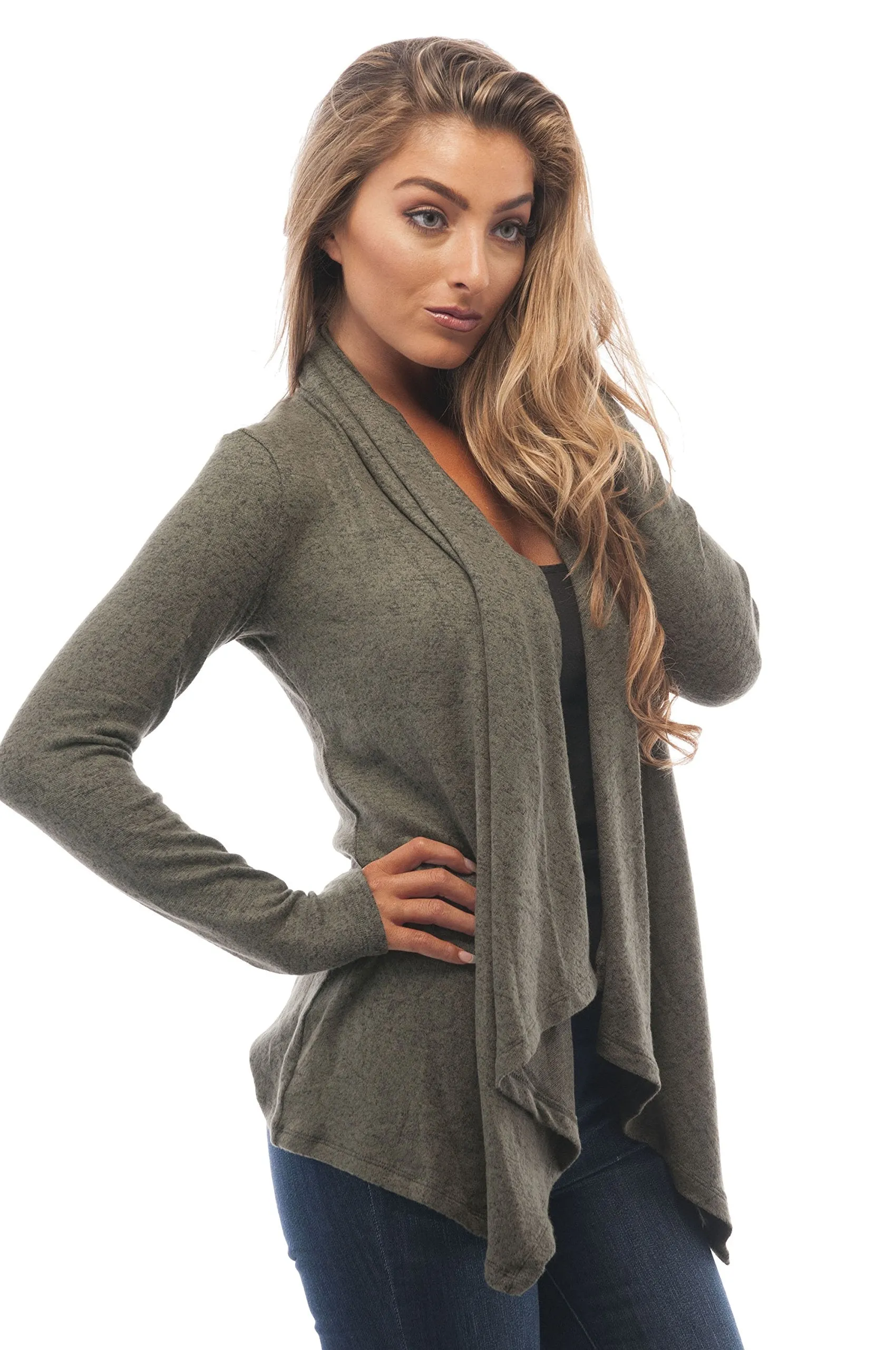 Hollywood Star Fashion Brushed Fabric Light Weight Cardigan