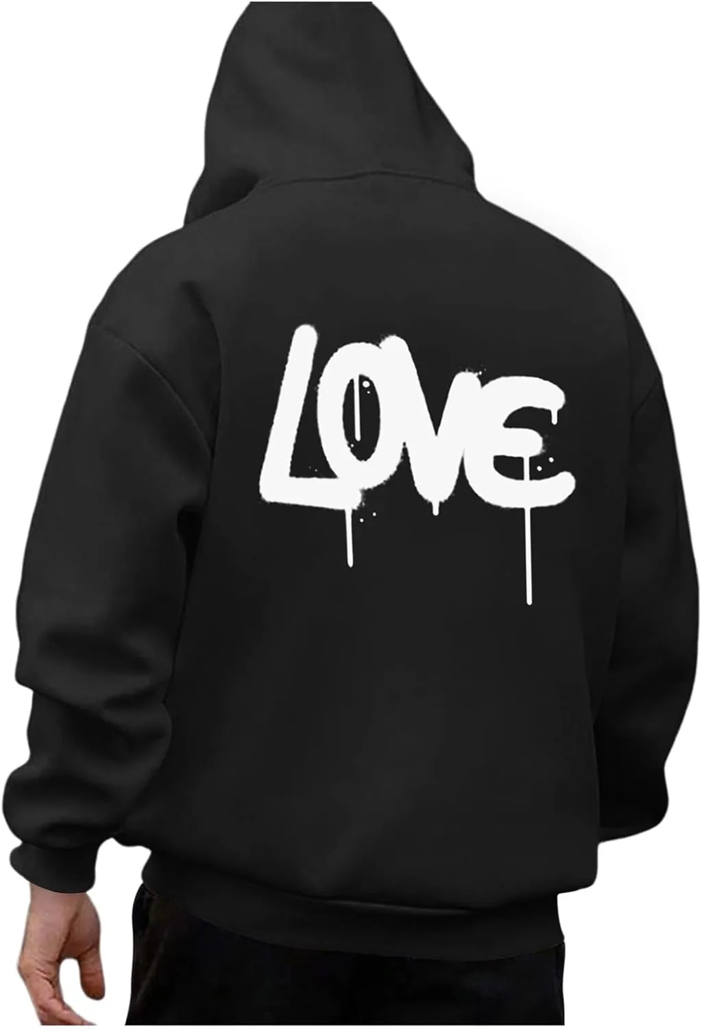 Hoodies For Men With Designs Breathable Casual Hooded Sweatshirt Pullover Tops Mid-Weight Long Sleeve Letter Print Shirts