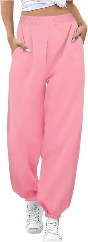 jsaierl Track Pants Women, Fall Winter Fleece Sweatpants Drawstring Lounge Straight Leg Pants Soft Comfy Joggers with Pockets