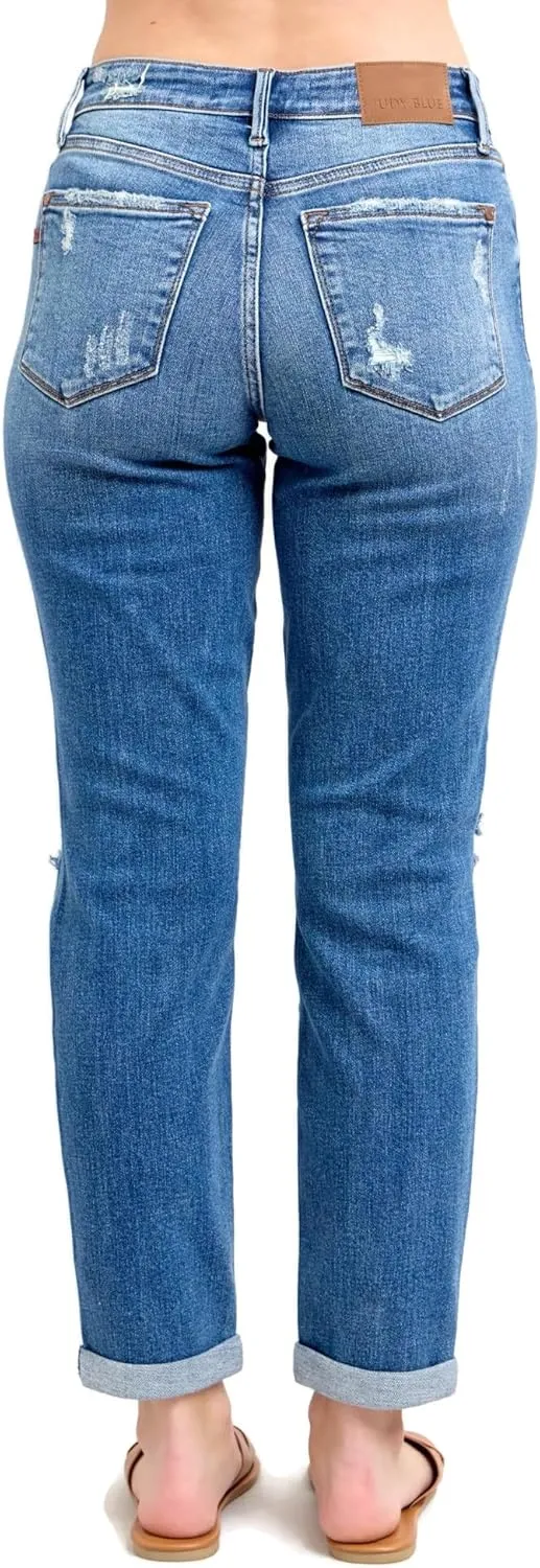 Judy Blue Women's Mid Rise Stretchy Boyfriend Jeans
