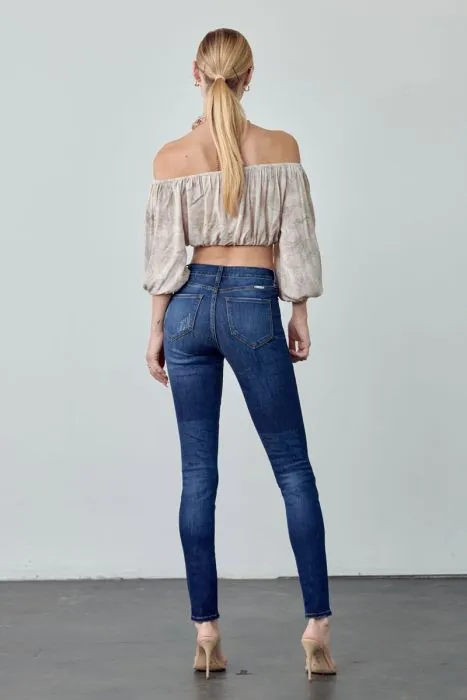 Kancan Dark High Rise Super Skinny With Rivets  10" RISE Regular and Plus