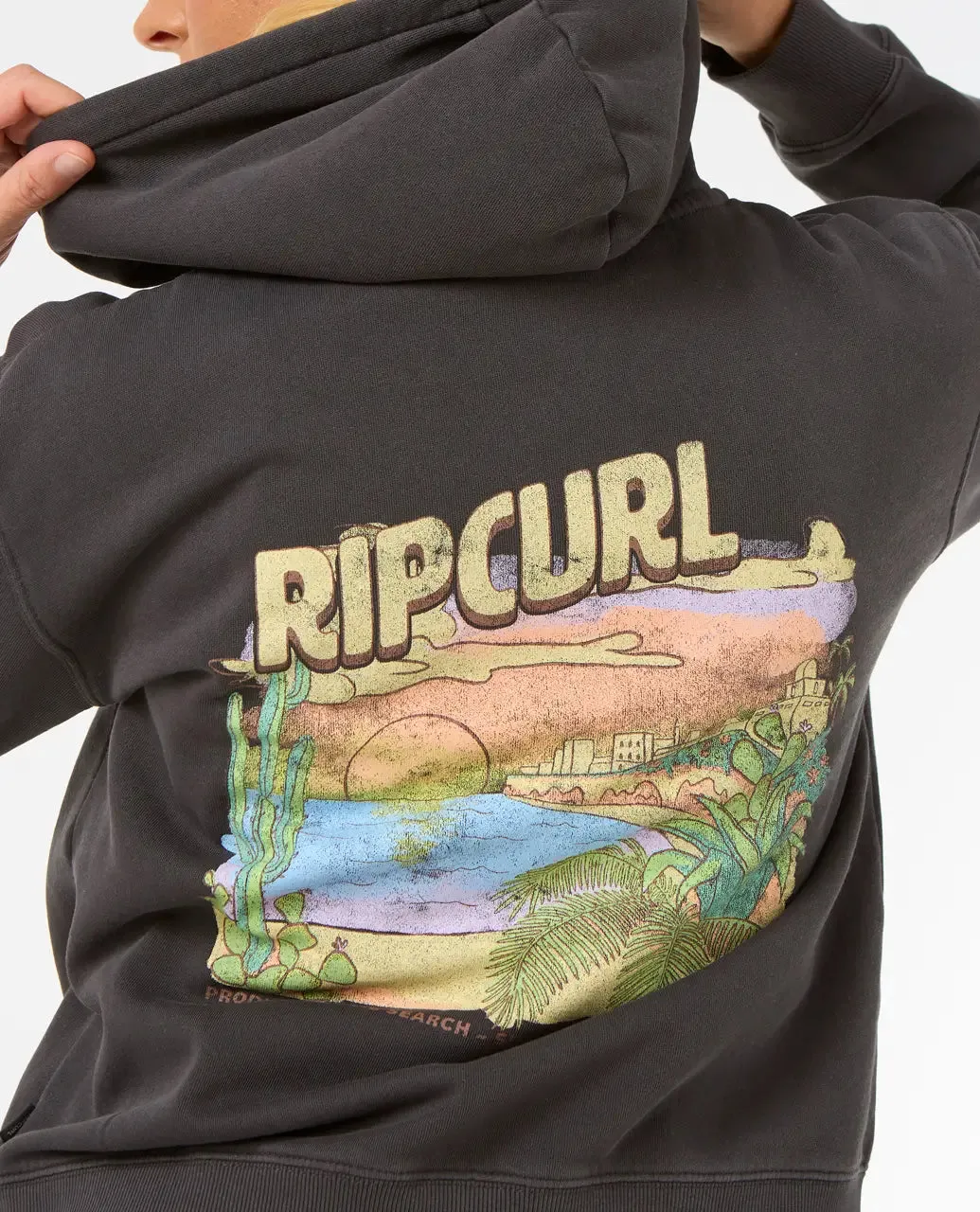 La Paloma Relaxed Zip Thru Hoodie in Washed Black