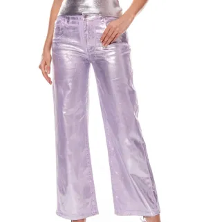 Lavender Metallic Wide Leg Jeans