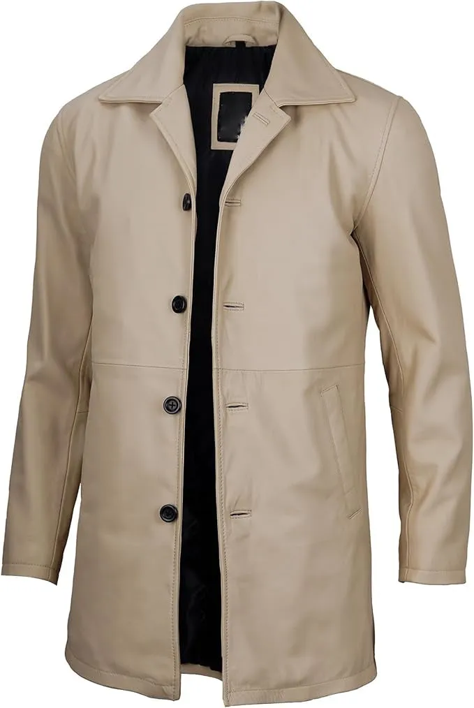 Leather Coat Men - Carcoat Style Winter Classic Long Real Leather Jackets For Men