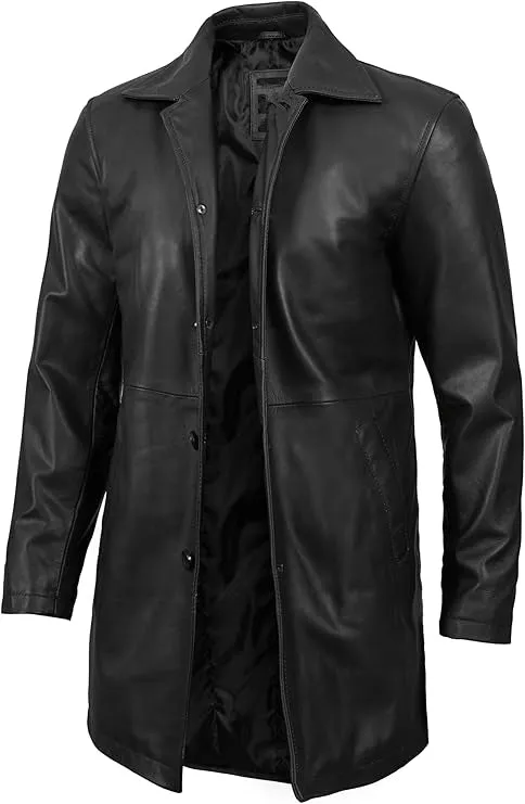 Leather Coat Men - Carcoat Style Winter Classic Long Real Leather Jackets For Men