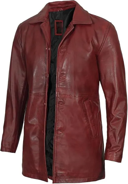 Leather Coat Men - Carcoat Style Winter Classic Long Real Leather Jackets For Men